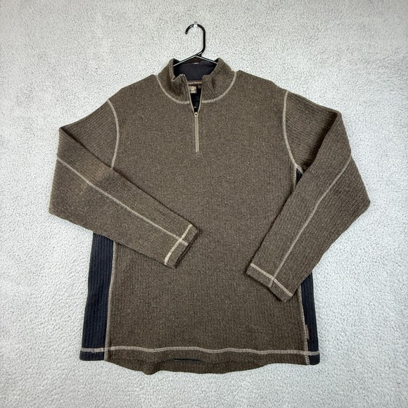 Royal Robbins Mens Brown Wool Blend 1/4 Zip Mock Neck Sweater L - Picture 1 of 8